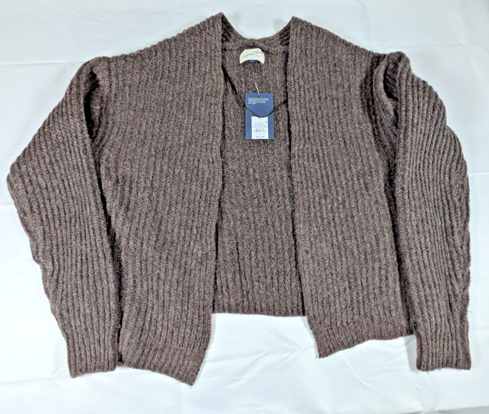 Universal Thread Women's Small Brown Ribbed Knit Cardigan Sweater Open Front NWT